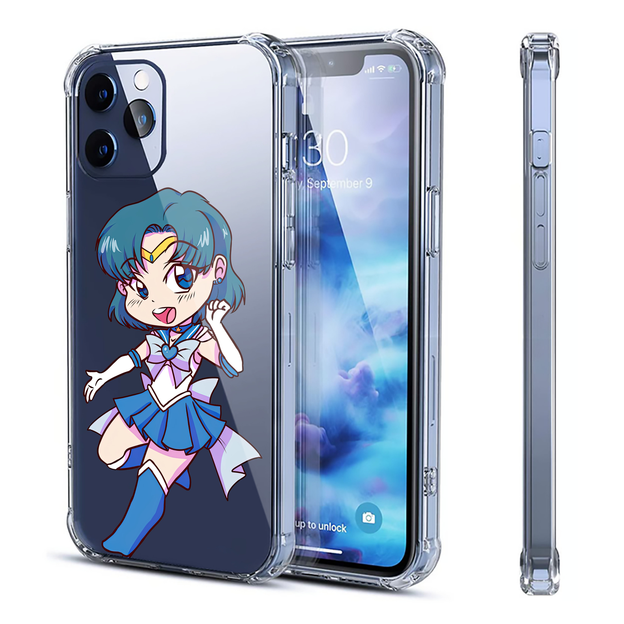 （画像用） 美少女戦士セーラームーン 水野 亜美 みずの あみ Sailor Moon Mizuno Ami 【iPhone 12シリーズ対応】透明スマホケース（クリアソフトケース）
